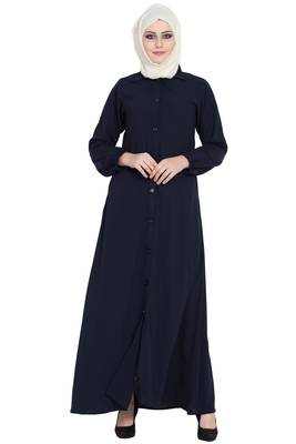 Navy blue front open girls stylish abaya 1
