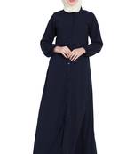 Navy blue front open girls stylish abaya