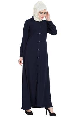 Navy blue front open girls stylish abaya 2