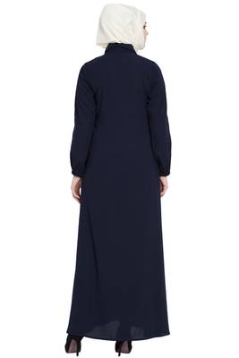 Navy blue front open girls stylish abaya 5