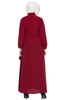 Maroon front open girls stylish abaya 5