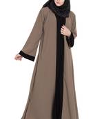 Beige & black shrugg style abaya