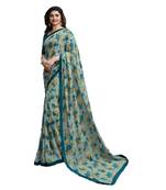 Sky blue printed georgette saree with blouse