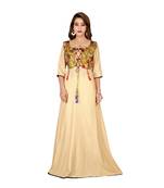 Beige printed rayon long kurti