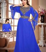 Blue embroidered georgette islamic kaftans