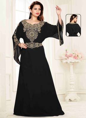 Black embroidered georgette islamic kaftans 1