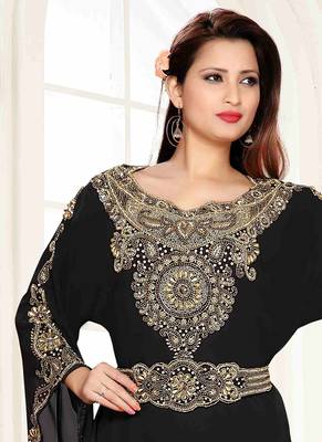 Black embroidered georgette islamic kaftans 2