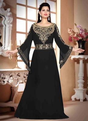 Black embroidered georgette islamic kaftans 1