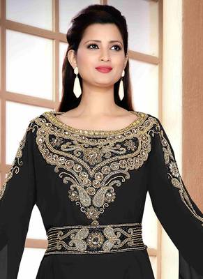 Black embroidered georgette islamic kaftans 2
