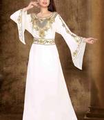 White embroidered georgette islamic kaftans