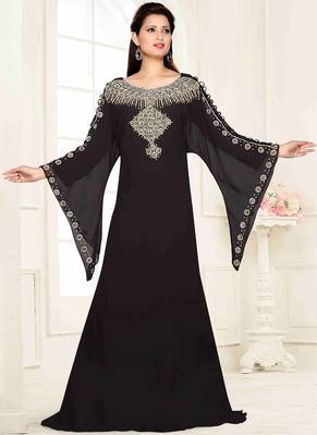 Black embroidered georgette islamic kaftans 1
