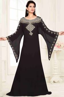 Black embroidered georgette islamic kaftans