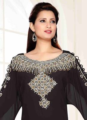 Black embroidered georgette islamic kaftans 2