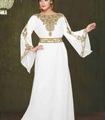 White embroidered georgette islamic kaftans