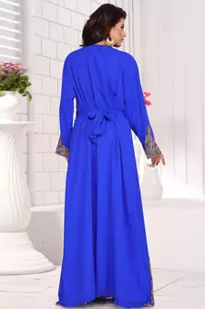 Blue embroidered georgette islamic kaftans With Sun-proof hijab