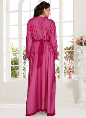 Purple embroidered georgette islamic kaftans With Sun-proof hijab 4