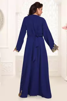 Blue embroidered georgette islamic kaftans With Sun-proof hijab