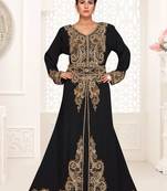 Black embroidered georgette islamic kaftans With Sun-proof hijab