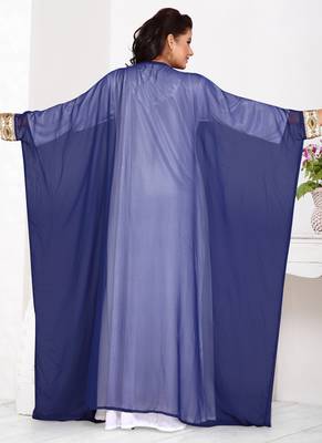 Blue embroidered georgette islamic kaftans With Sun-proof hijab 3