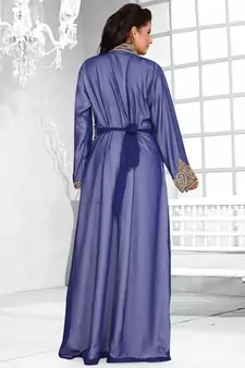 Blue embroidered georgette islamic kaftans With Sun-proof hijab