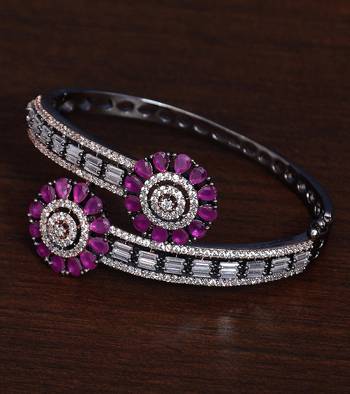 Black Rose Plated Cubic-Zirconia and Ruby Stone Embellished Diamond Bracelet 1