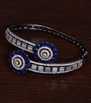 Black Rose Plated Cubic-Zirconia and Sapphire Stone Embellished Diamond Bracelet 1