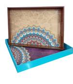 Set of 2 Wooden Tray in Decoupage Art
