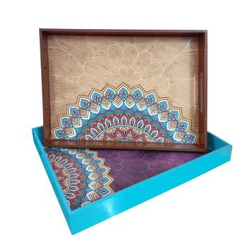 Set of 2 Wooden Tray in Decoupage Art 2