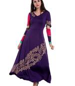 Purple Long Kurta with gold Print