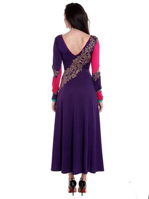 Purple Long Kurta with gold Print 2