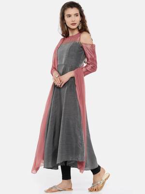 2 pc Set of Grey Kurti and Dupatta 5