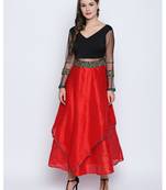 Ira Soleil Long double layered Anarkali with embroidered waistline