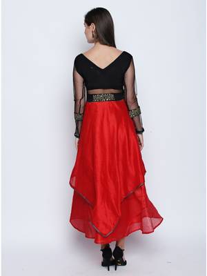 Ira Soleil Long double layered Anarkali with embroidered waistline 2