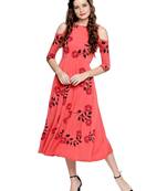 Ira Soelil Coral cold shoulder Anarkali with floral print