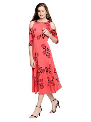 Ira Soelil Coral cold shoulder Anarkali with floral print 3