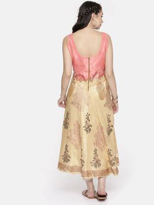 Ira Soleil Beige Long Kurta with print 2