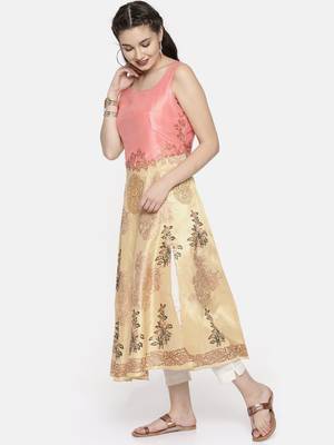 Ira Soleil Beige Long Kurta with print 3