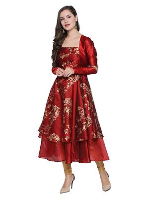 2pcs maroon long anarkali with jacket 3