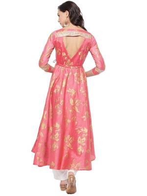 Coral Long Anarkali Kurta with embelished back neck 2