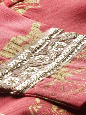 Coral Long Anarkali Kurta with embelished back neck 4