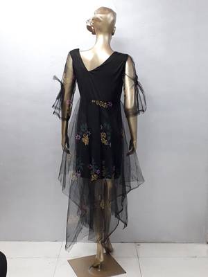 Black Kurta with print made in Net Fabric 2