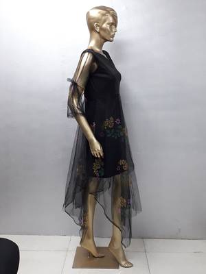 Black Kurta with print made in Net Fabric 3