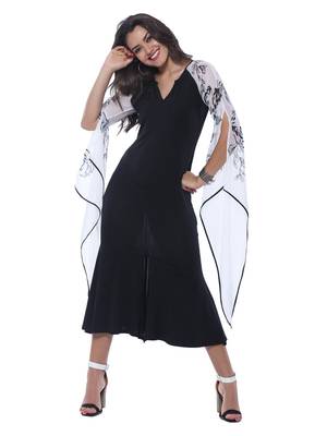 Ira Soleil New Long Kurti with Wings Chiffon Sleeves and print 1