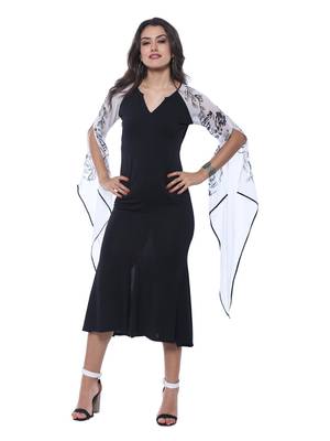 Ira Soleil New Long Kurti with Wings Chiffon Sleeves and print 4