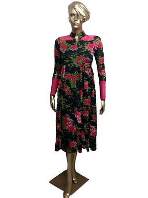 Ira Soleil New Black kurti with floral print made in stretched lycra fabric 1