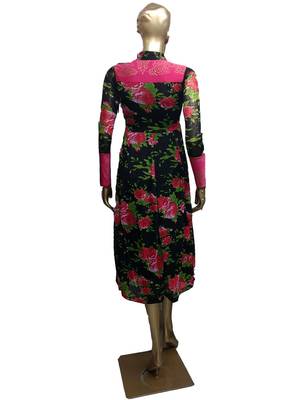 Ira Soleil New Black kurti with floral print made in stretched lycra fabric 2
