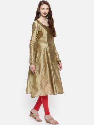 Ira Soleil 2 pcs set of Gold Kurta with reversible short jacket madein dupion fabric 4