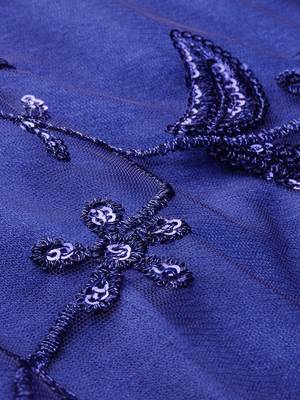 Ira Soleil Blue A-line Kurta with embroidered favric 4