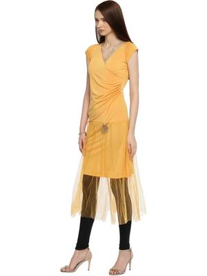 Ira Soleil Yellow kurta with embellished lace 2