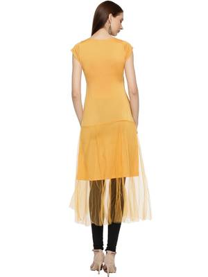 Ira Soleil Yellow kurta with embellished lace 3